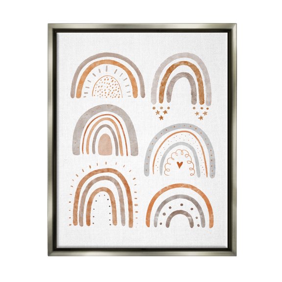 Stupell Industries Muted Rainbows & Shapes Nature Painting Gray Floater Framed Art Print Wall Art, 17 x 21