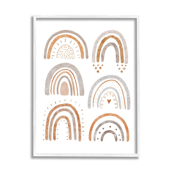 Stupell Industries Muted Rainbows & Shapes Nature Painting White Framed Art Print Wall Art, 24 x 30