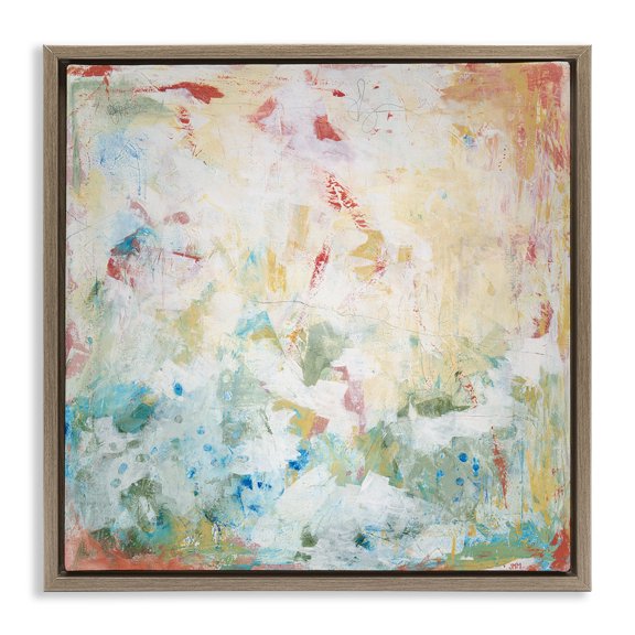 Stupell Industries Muted Restless Abstract Abstract Painting Brown Floater Framed Canvas Art Print Wall Art, 25 x 25