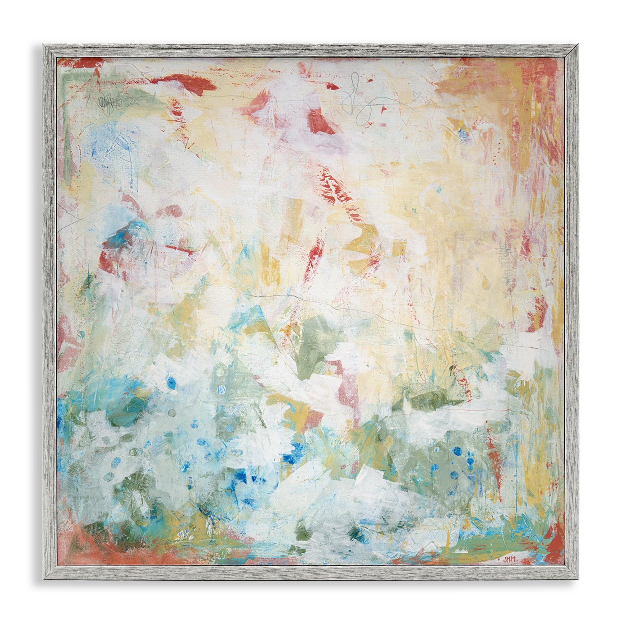 Stupell Industries Muted Restless Abstract Abstract Painting Gray Framed Art Print Wall Art, 12 x 12