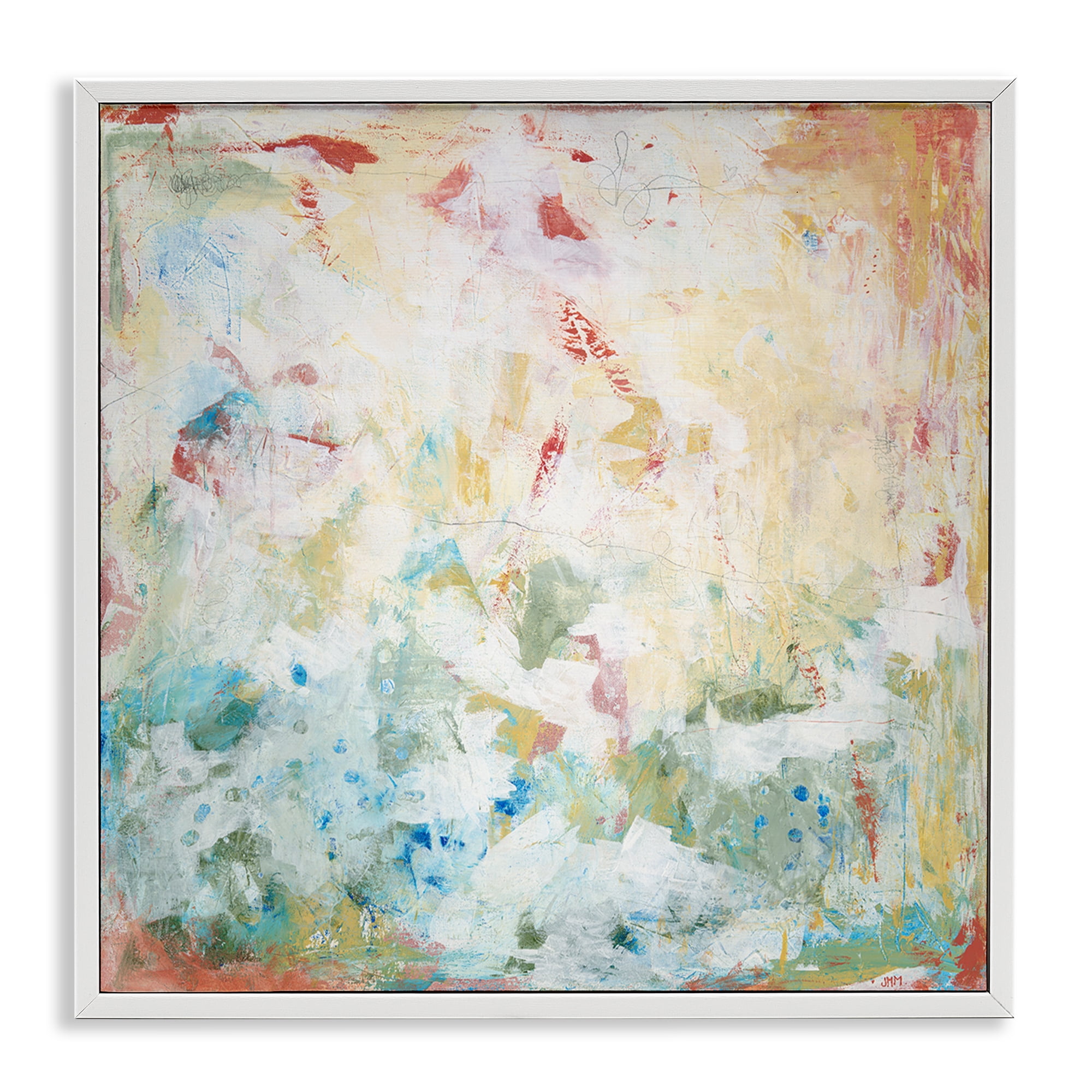 Stupell Industries Muted Restless Abstract Abstract Painting White Framed Art Print Wall Art, 17 x 17