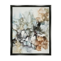 Stupell Industries Muted Ripples Glam Detail Abstract Painting Black Floater Framed Art Print Wall Art, 17 x 21