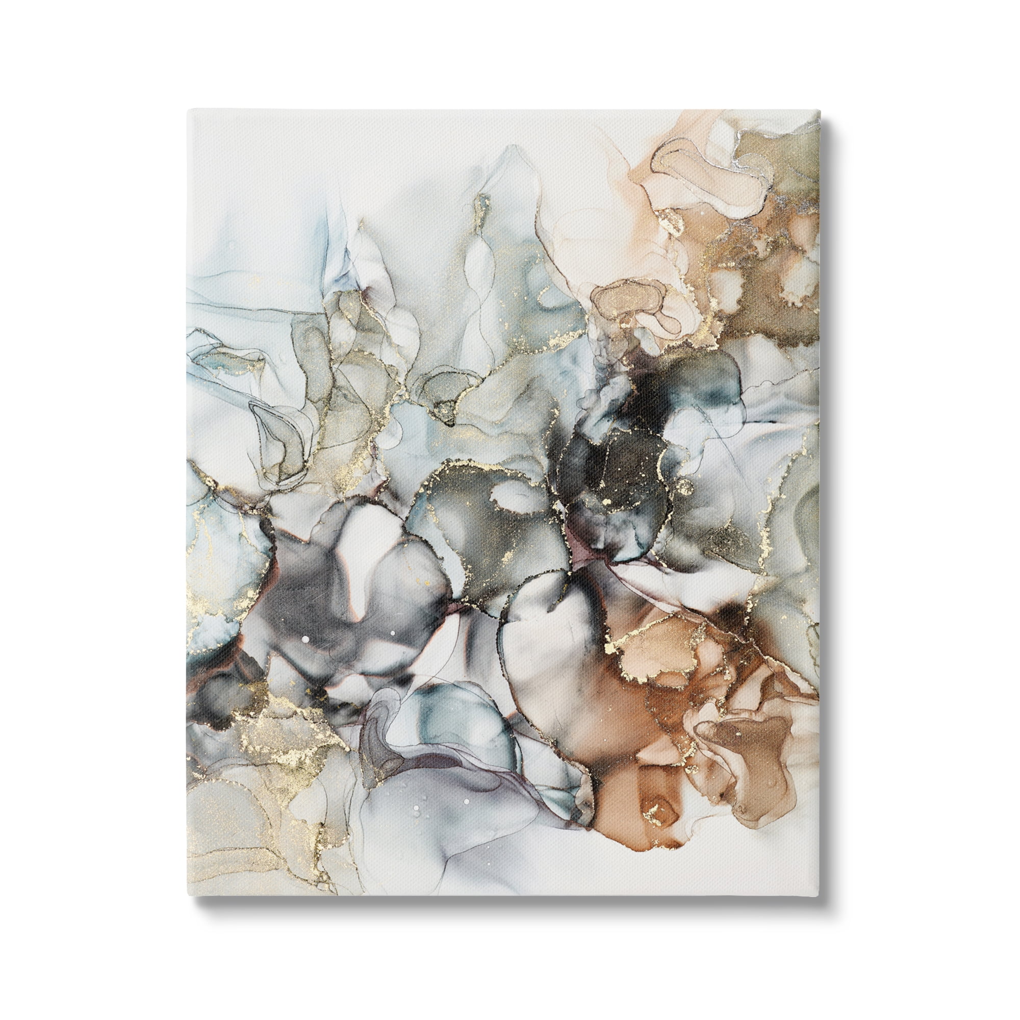 Stupell Industries Muted Ripples Glam Detail Abstract Painting Gallery Wrapped Canvas Print Wall Art, 30 x 40