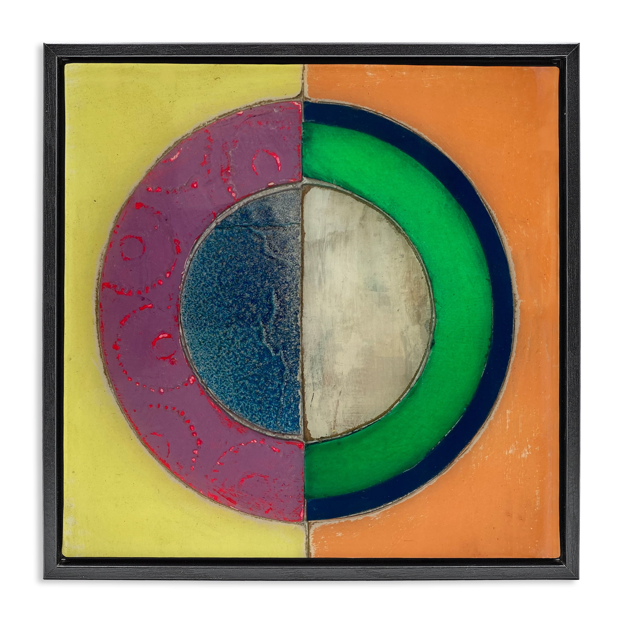 Stupell Industries Muted Round Color Black Black Framed Floater Canvas Wall Art, design by Matthew Finger