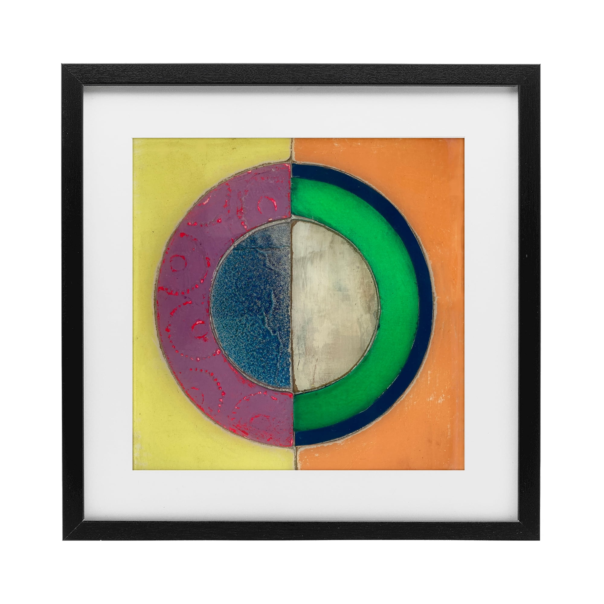 Stupell Industries Muted Round Color Black Black Framed Print Under Glass, design by Matthew Finger
