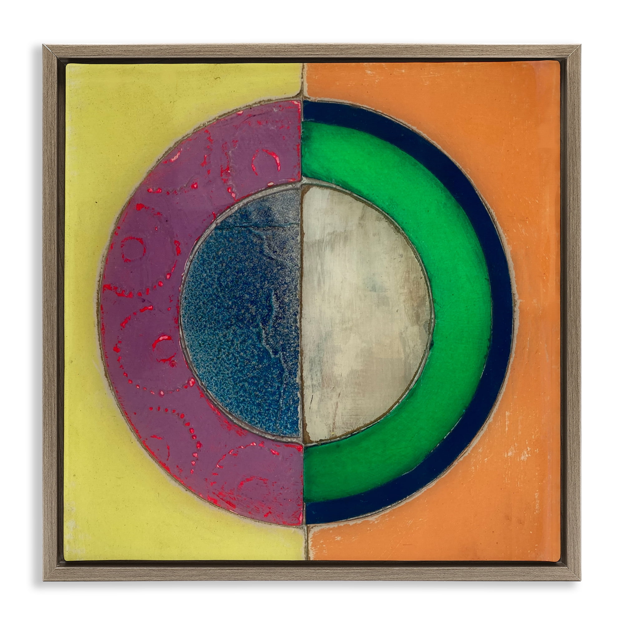 Stupell Industries Muted Round Color Black Brown Framed Floater Canvas Wall Art, design by Matthew Finger