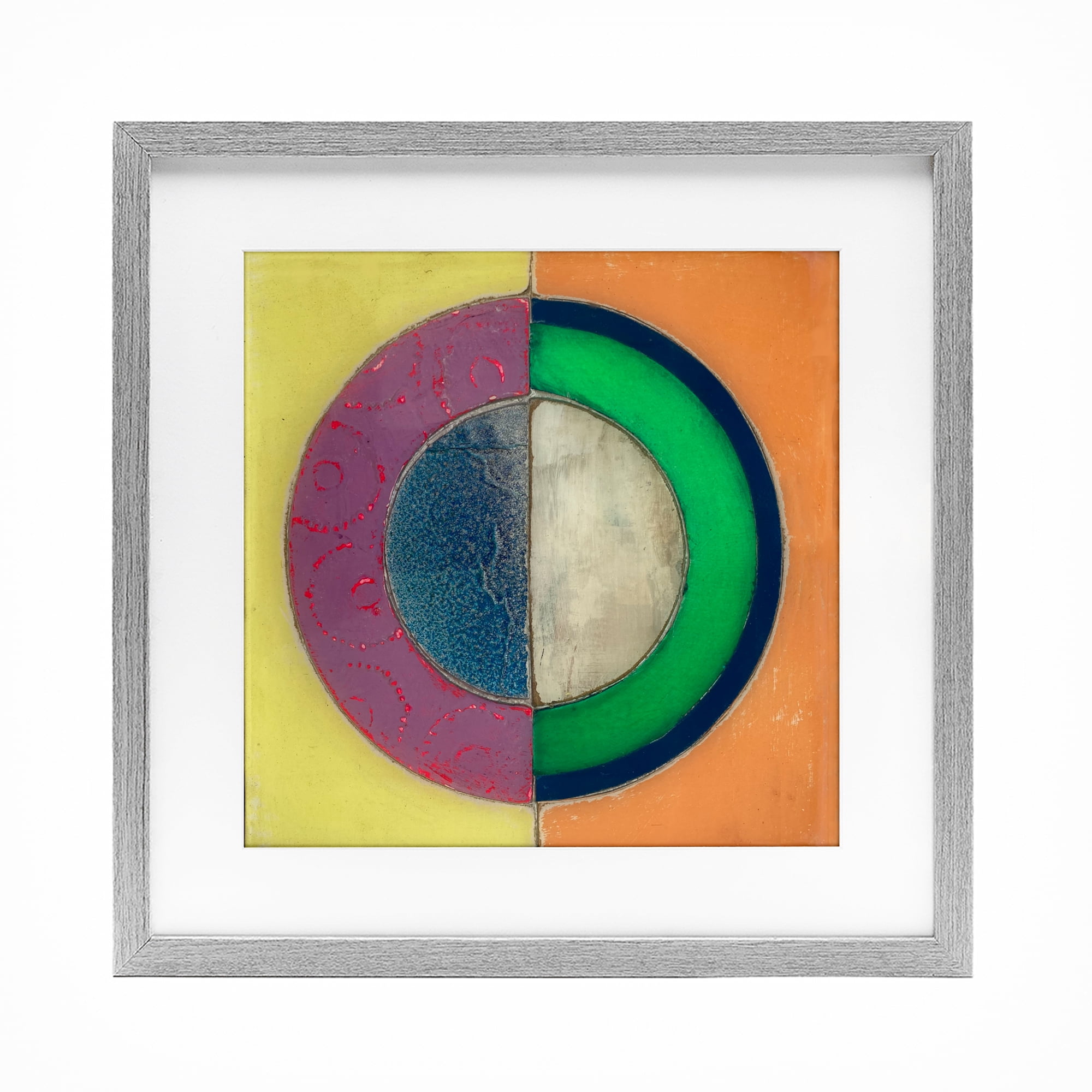 Stupell Industries Muted Round Color Black Gray Framed Print Under Glass, design by Matthew Finger