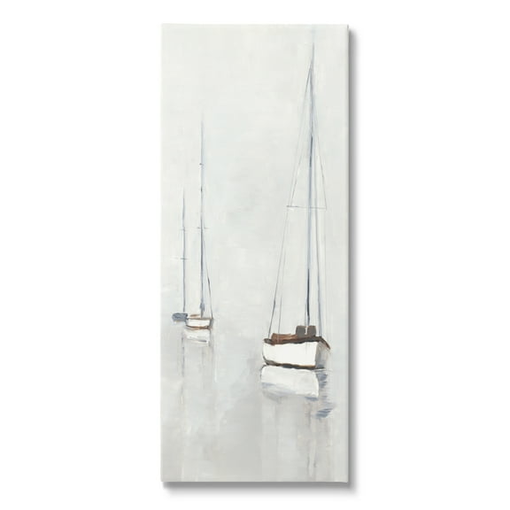 Stupell Industries Muted Sailboats Painting Transportation Painting Gallery Wrapped Canvas Print Wall Art, 10 x 24