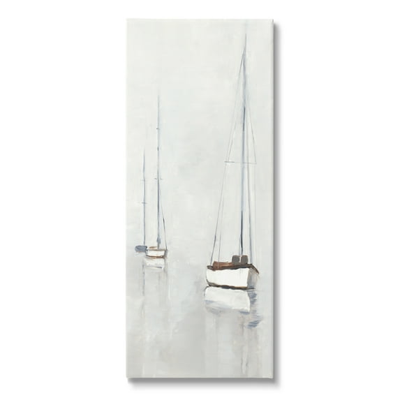 Stupell Industries Muted Sailboats Painting Transportation Painting Gallery Wrapped Canvas Print Wall Art, 20 x 48