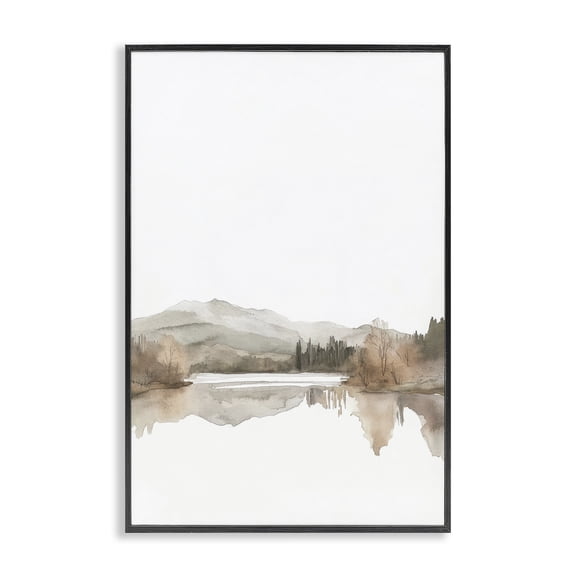 Stupell Industries Muted Soft Flowing Lake Black Framed Giclee Art design by Mona Grace, 18 x 12