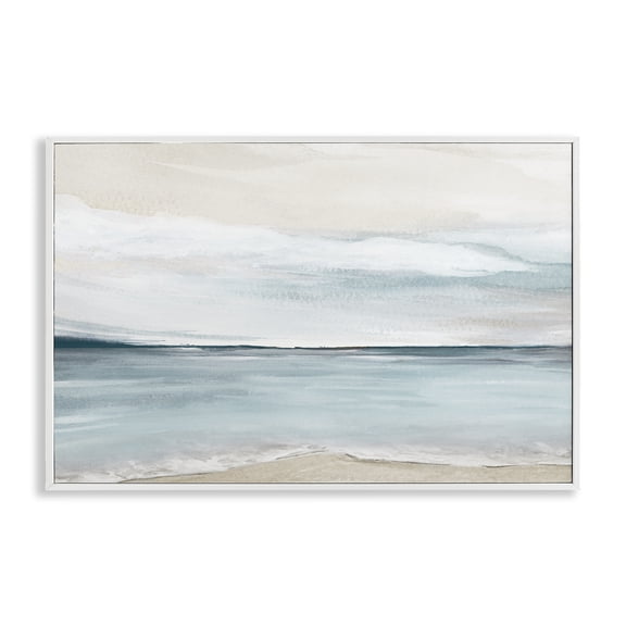 Stupell Industries Muted Soft Watercolor Beach Landscape & Nature Painting White Framed Art Print Wall Art, 18 x 12