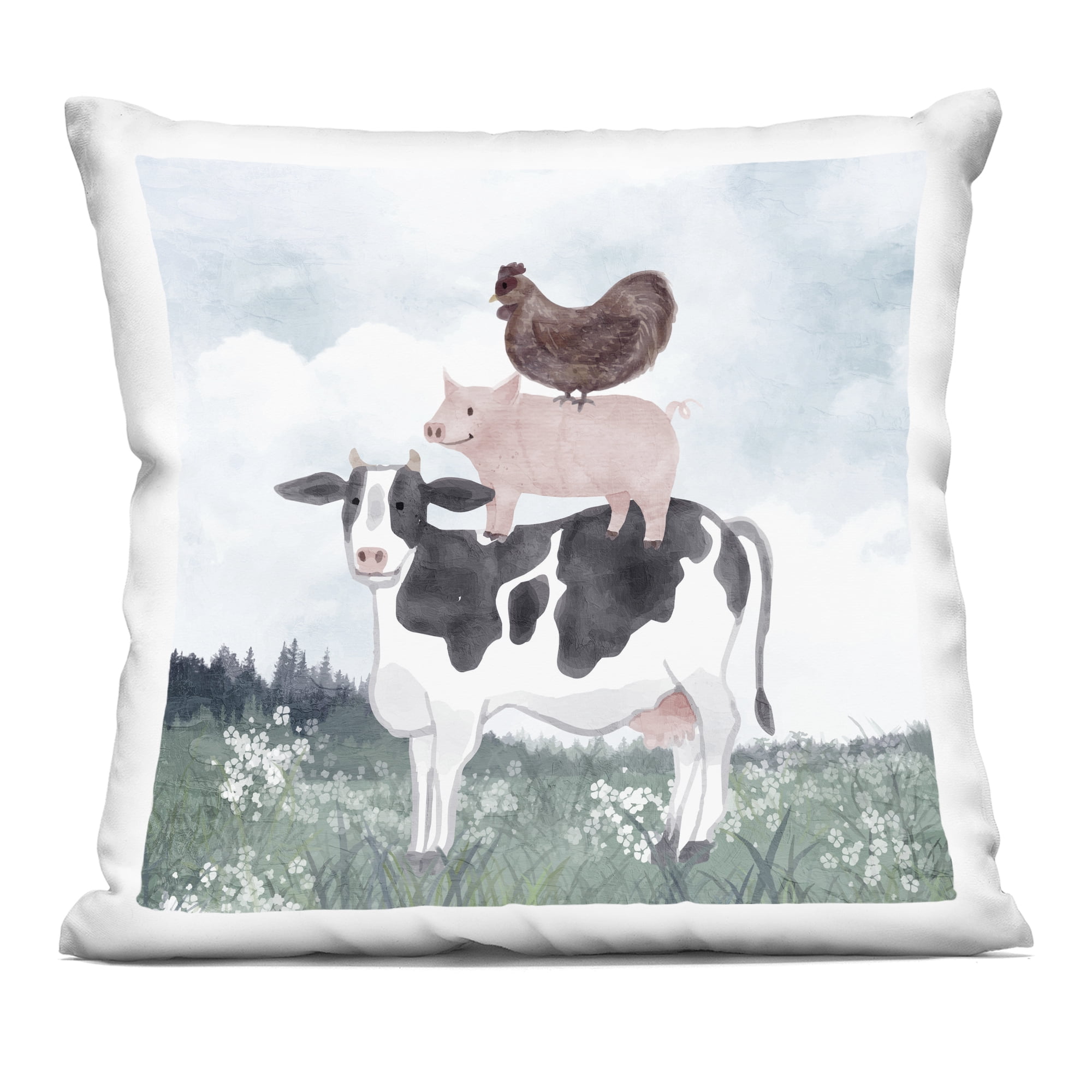 Stupell Industries Muted Stacked Farm Animals Decorative Printed Throw Pillow, design by Kim Allen, 18 x 7 x 18