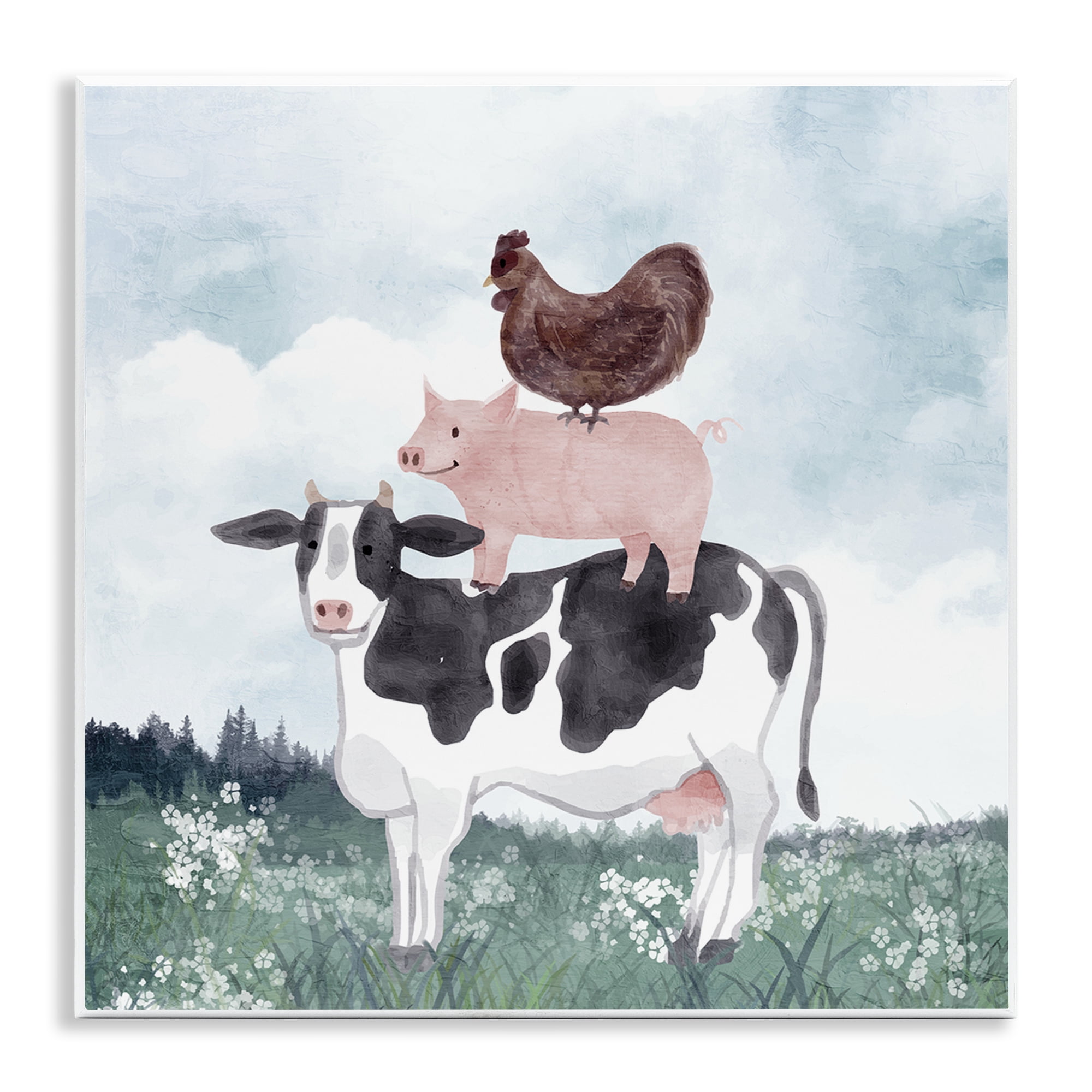 Stupell Industries Muted Stacked Farm Animals Wall Plaque Art, design by Kim Allen