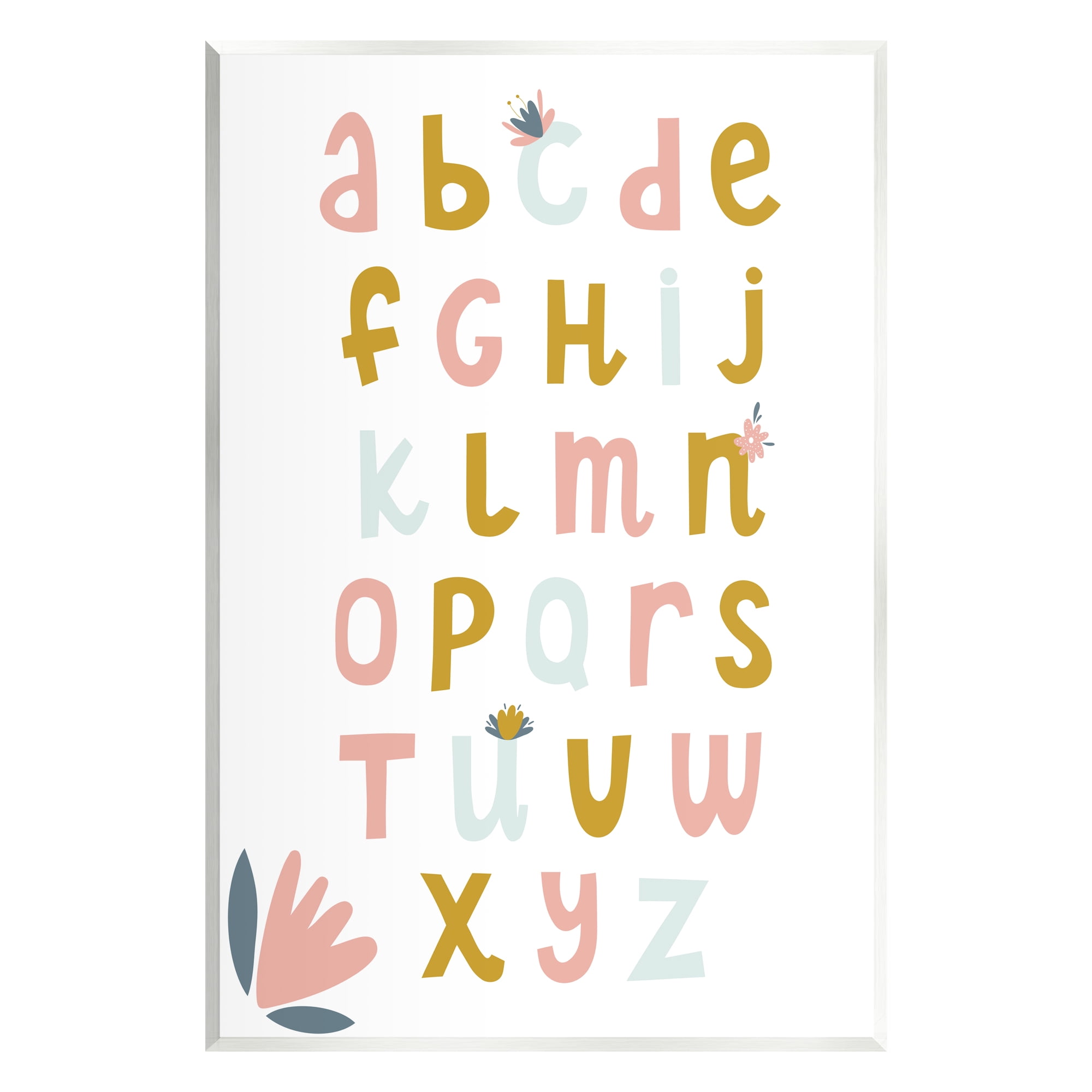 Stupell Industries Muted Tones Floral Alphabet Typography Painting Unframed Art Print Wall Art, 13 x 19