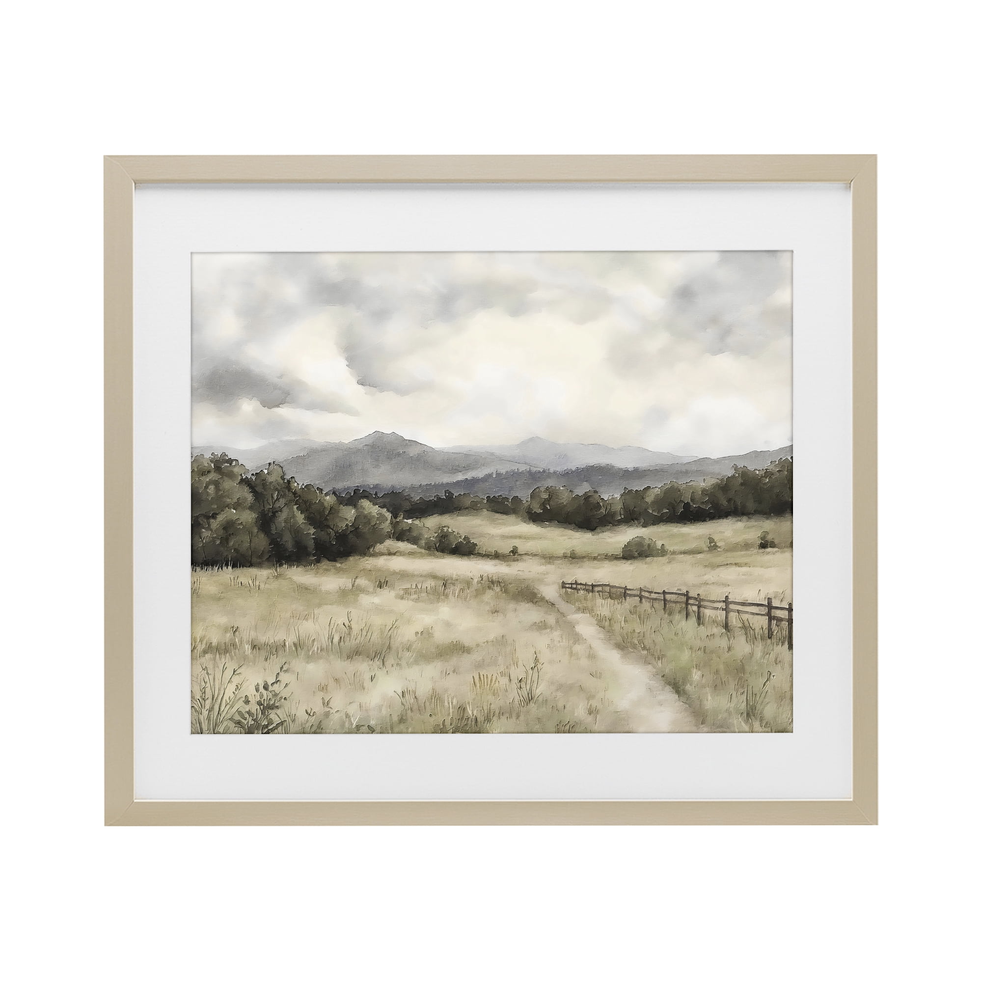 Stupell Industries Muted Trail Along Fence Birch Framed Print Under Glass, design by Riley B