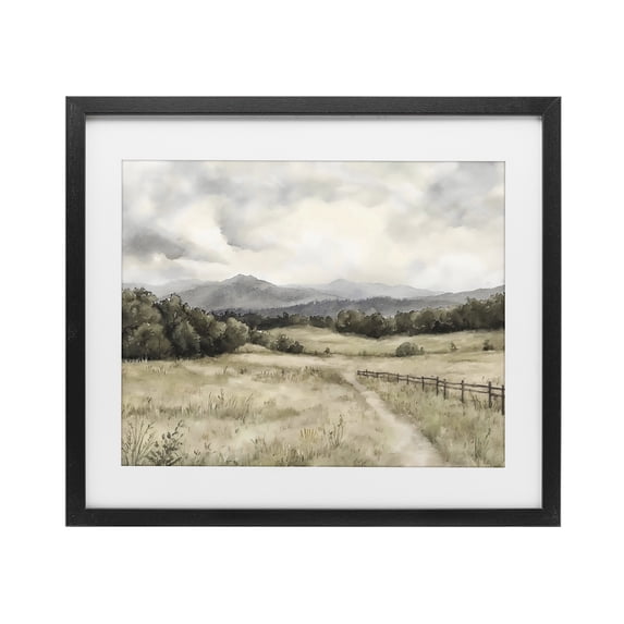 Stupell Industries Farmhouse Muted Trail Along Fence Black Framed Print Under Glass, 16 x 13, by Riley B