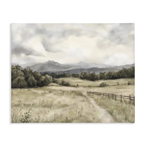 Stupell Industries Farmhouse Muted Trail Along Fence Canvas Art, 20 x 16, by Riley B