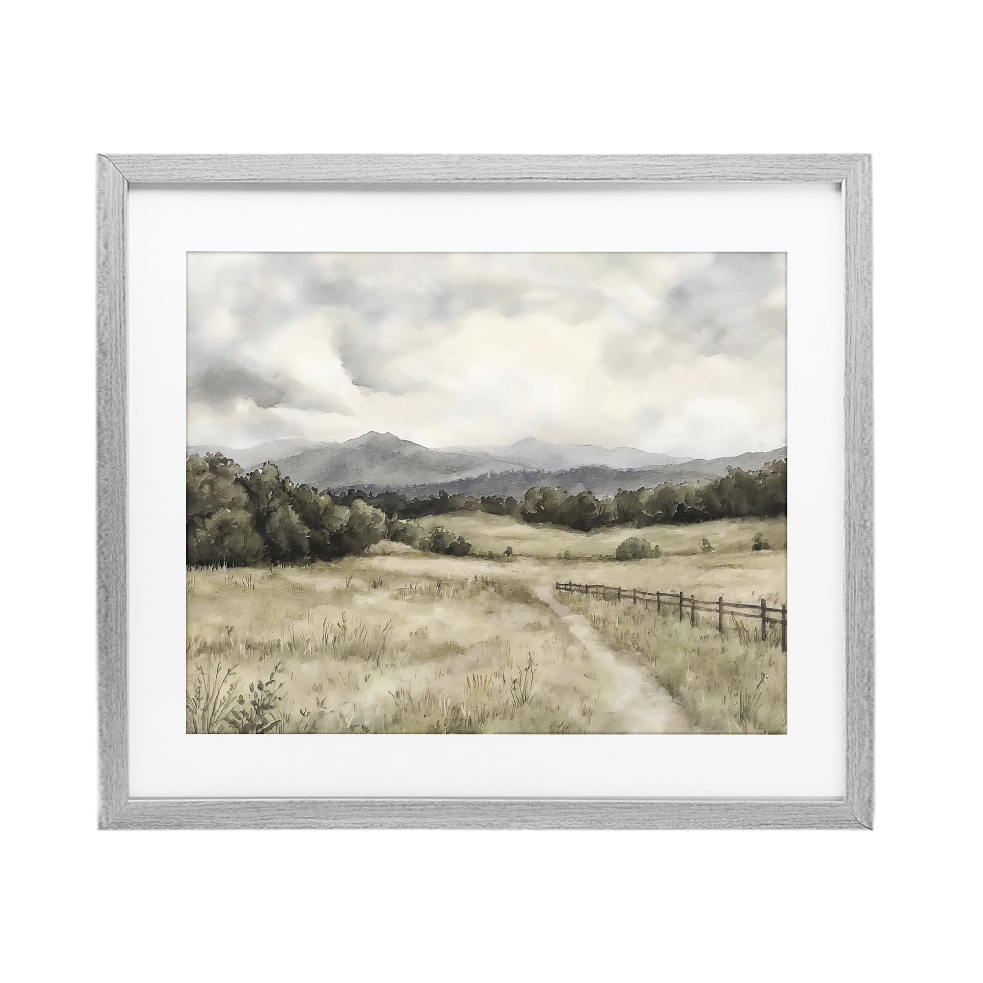 Stupell Industries Muted Trail Along Fence Gray Framed Print Under Glass, design by Riley B