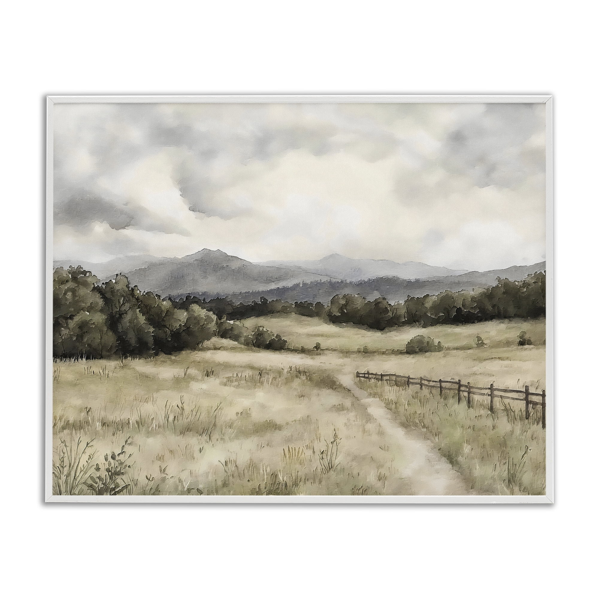 Stupell Industries Muted Trail Along Fence White Framed Giclee Art, design by Riley B