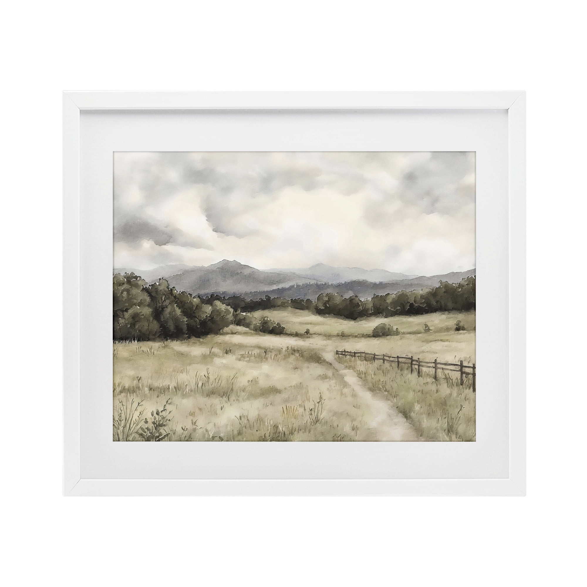 Stupell Industries Muted Trail Along Fence White Framed Print Under Glass, design by Riley B