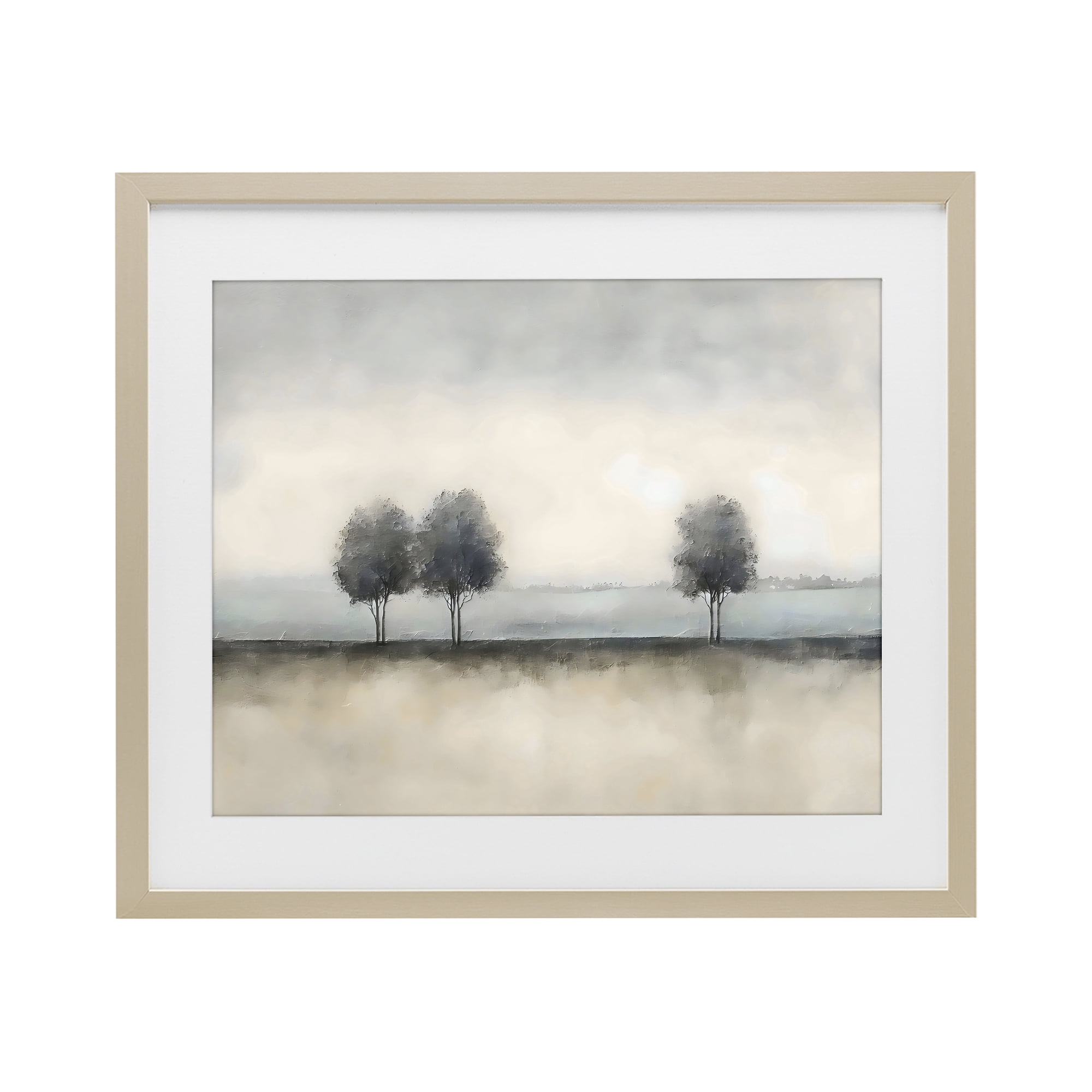 Stupell Industries Muted Trees Horizon Birch Framed Print Under Glass, design by Riley B