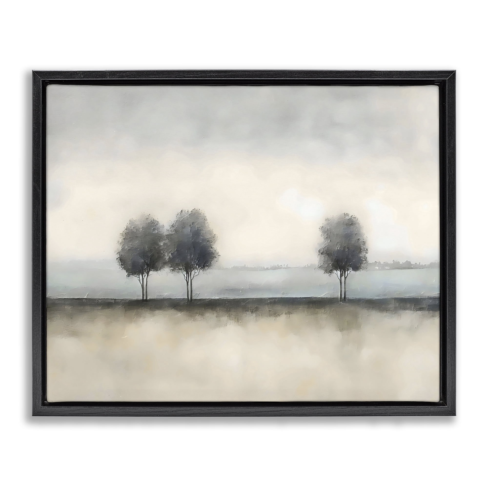 Stupell Industries Muted Trees Horizon Black Framed Floater Canvas Wall Art, design by Riley B