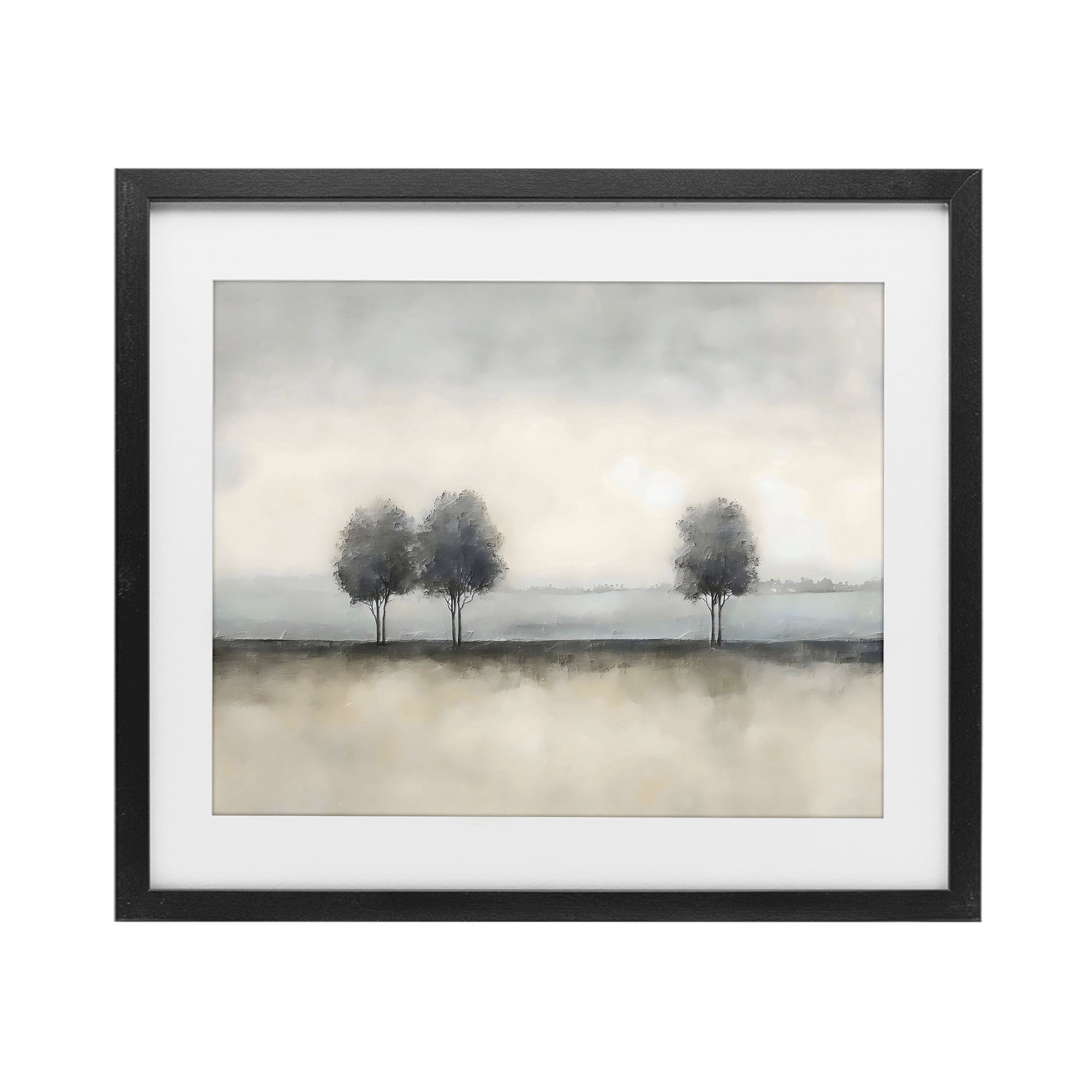 Stupell Industries Muted Trees Horizon Black Framed Print Under Glass, design by Riley B
