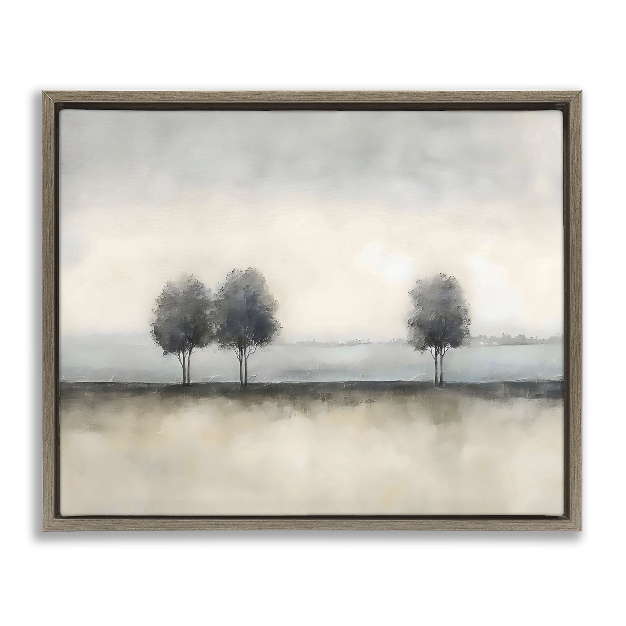 Stupell Industries Muted Trees Horizon Brown Framed Floater Canvas Wall Art, design by Riley B
