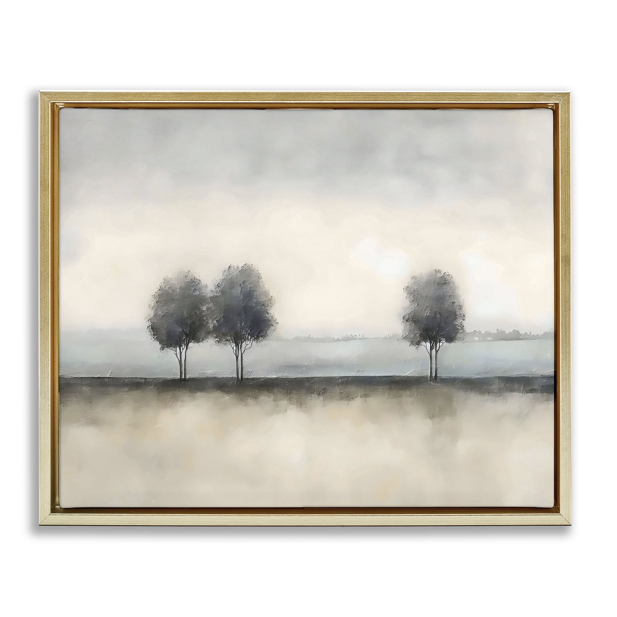 Stupell Industries Muted Trees Horizon Gold Framed Floater Canvas Wall Art, design by Riley B