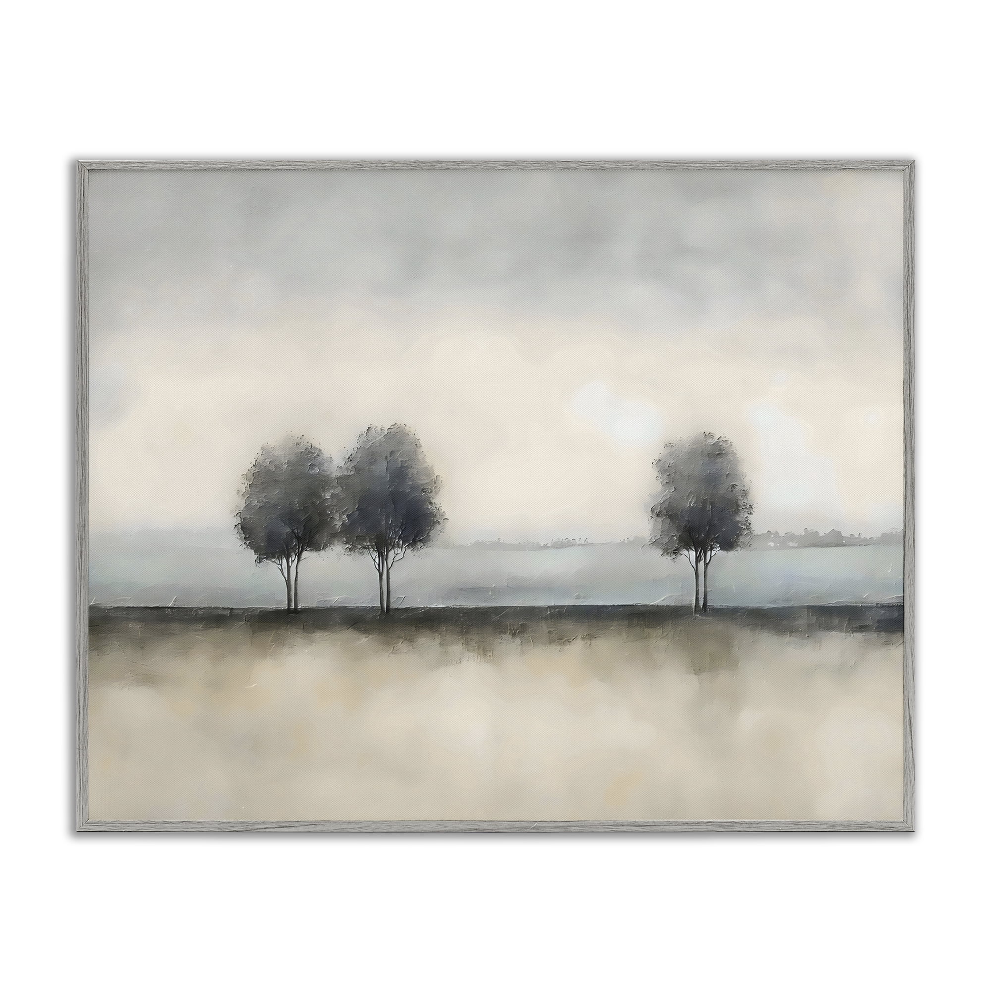 Stupell Industries Muted Trees Horizon Gray Framed Giclee Art, design by Riley B