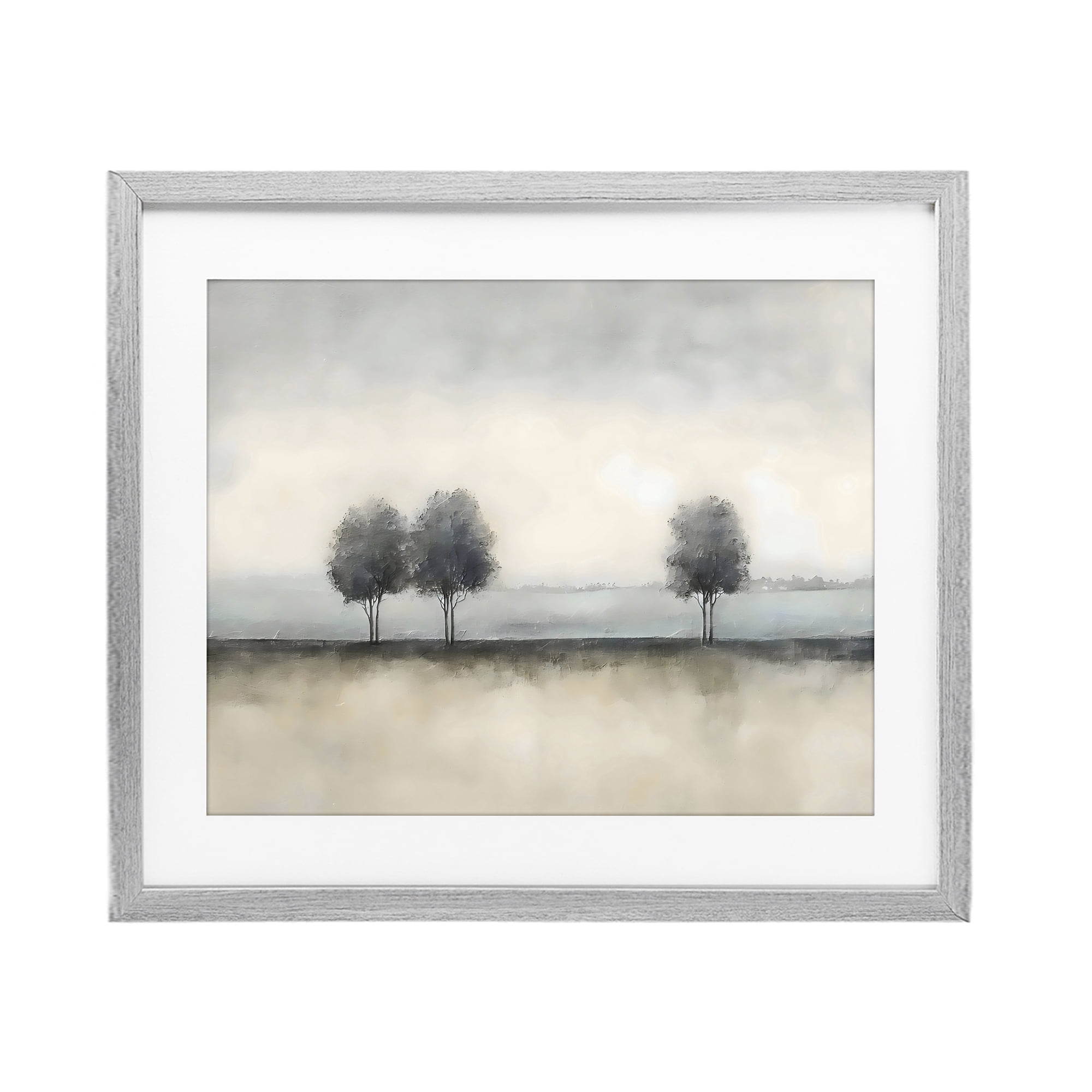 Stupell Industries Muted Trees Horizon Gray Framed Print Under Glass, design by Riley B