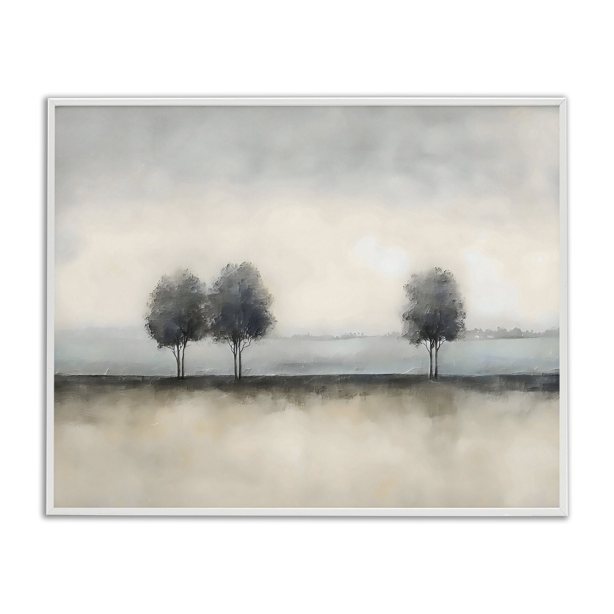 Stupell Industries Muted Trees Horizon White Framed Giclee Art, design by Riley B