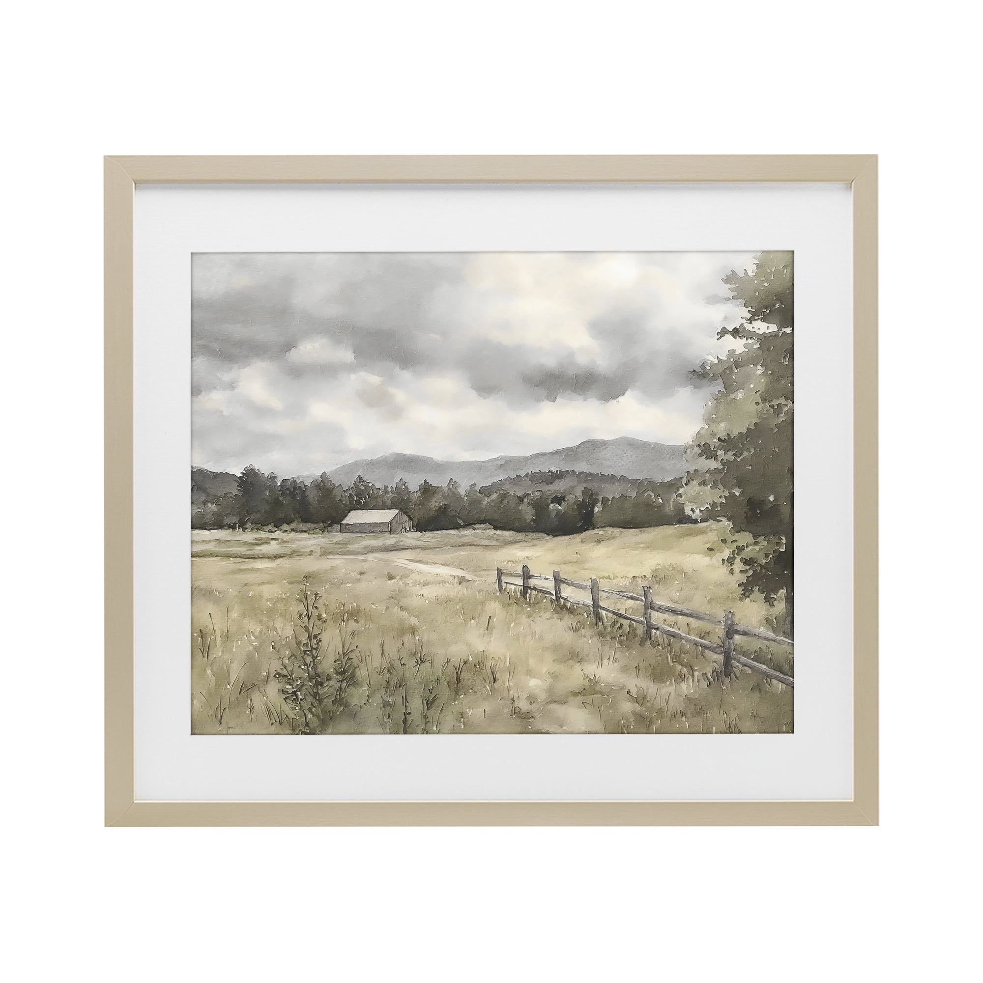 Stupell Industries Muted Valley Cottage Birch Framed Print Under Glass, design by Riley B