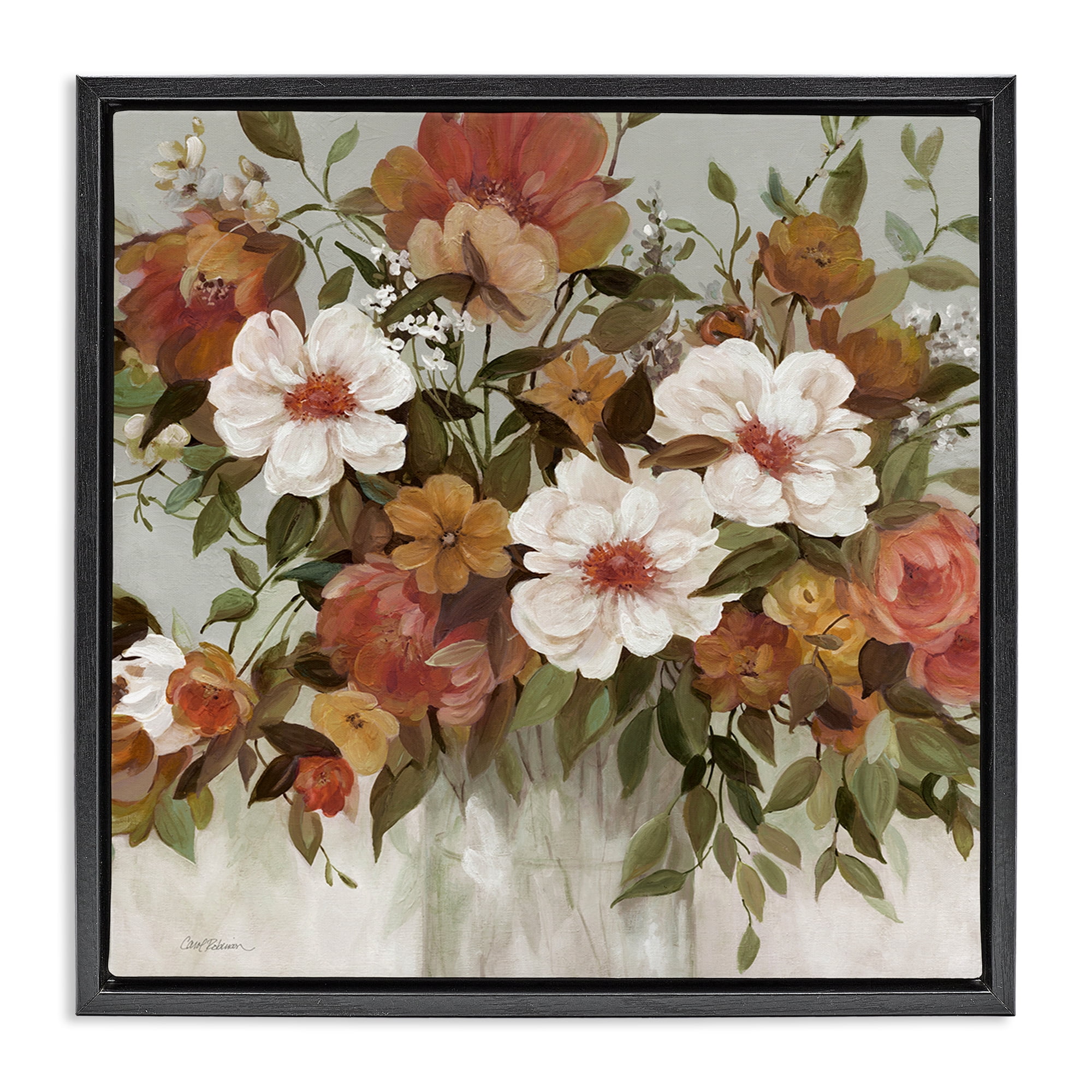 Stupell Industries Muted Vibe Bouquet Black Framed Floater Canvas Wall Art, design by Carol Robinson