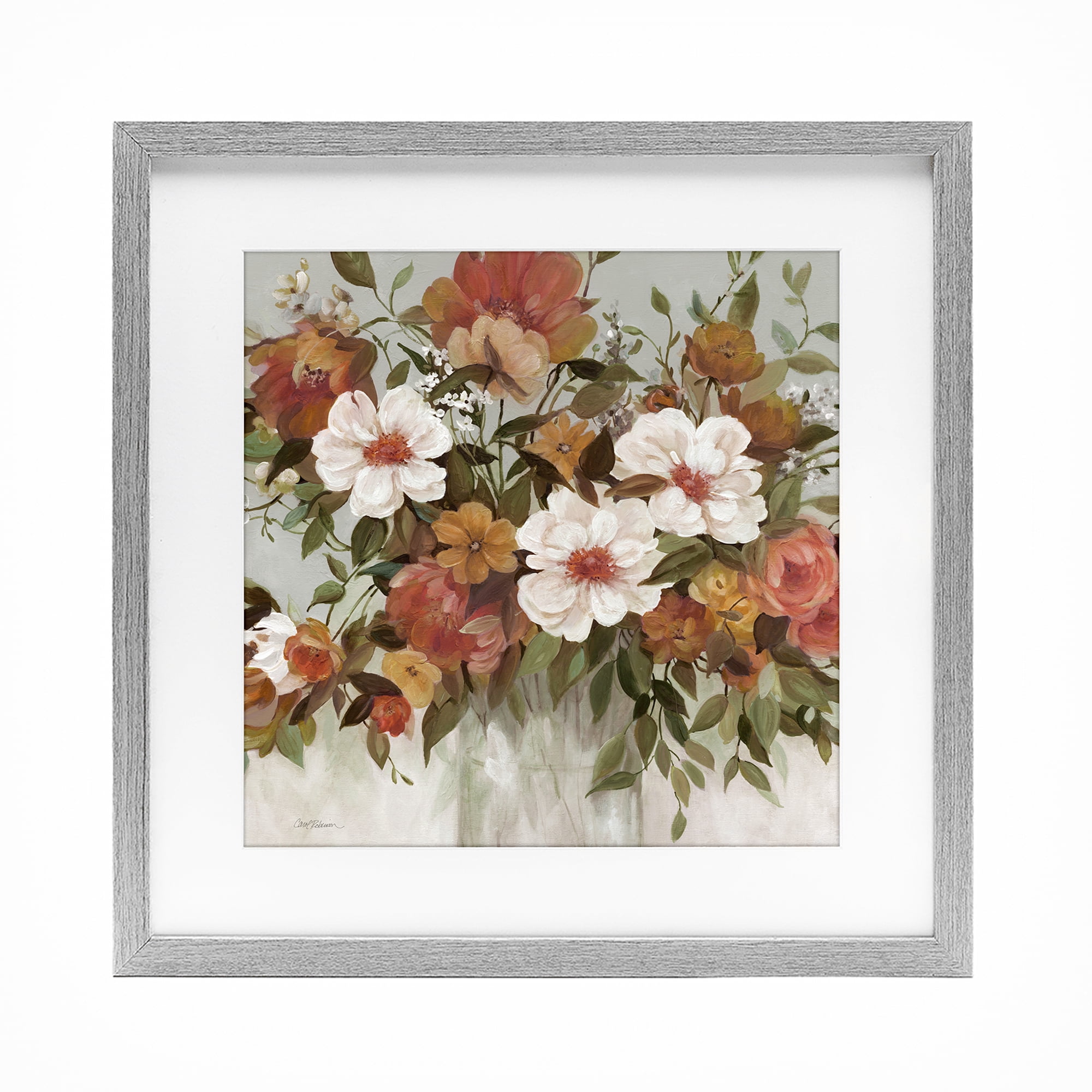 Stupell Industries Muted Vibe Bouquet Gray Framed Print Under Glass, design by Carol Robinson