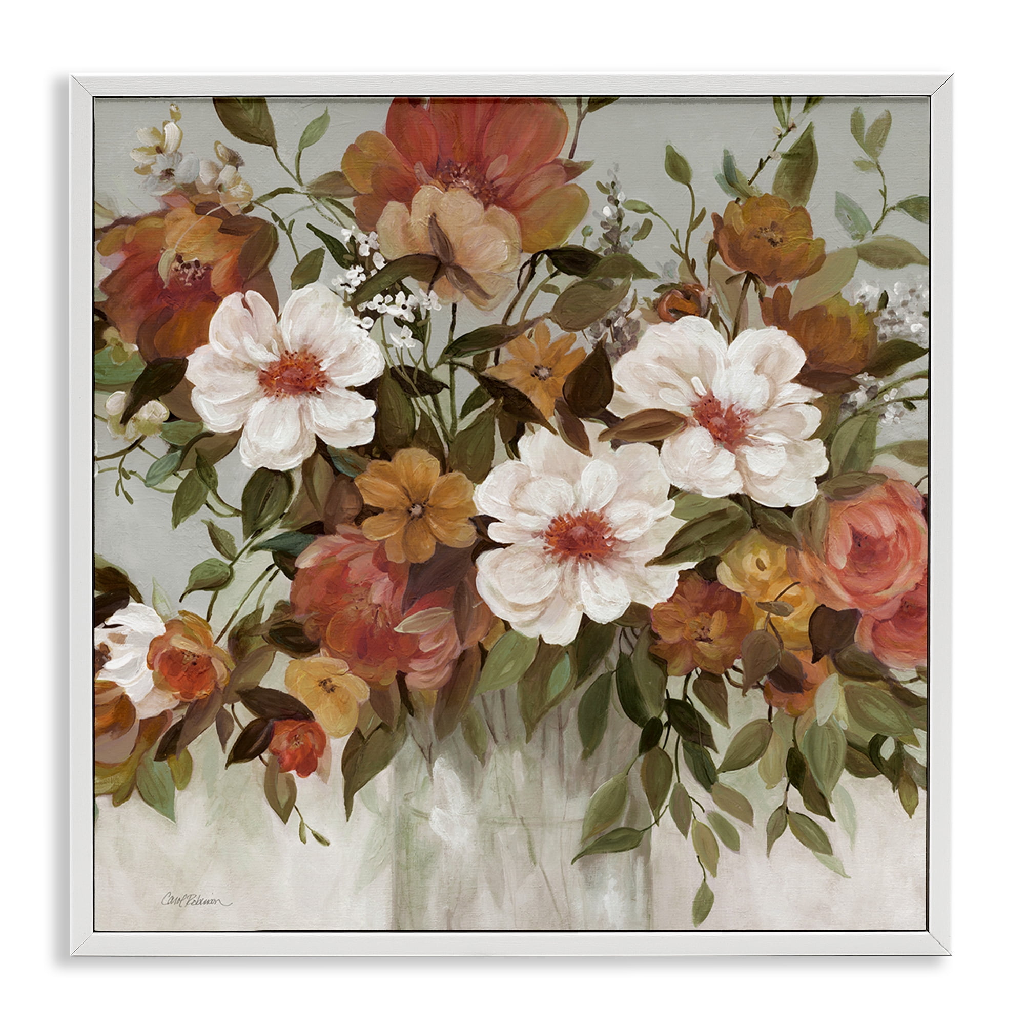 Stupell Industries Muted Vibe Bouquet White Framed Giclee Art, design by Carol Robinson
