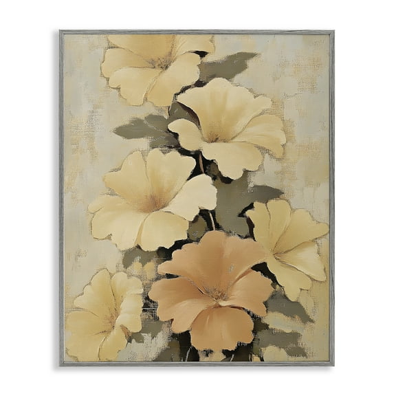 Stupell Industries Muted Vintage Daffodils Floral Painting Gray Framed Art Print Wall Art, 16 x 20