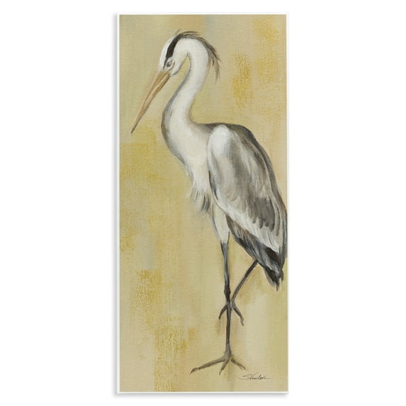 Stupell Industries Muted Vintage Heron Animals Painting Unframed Art Print Wall Art, 7 x 17