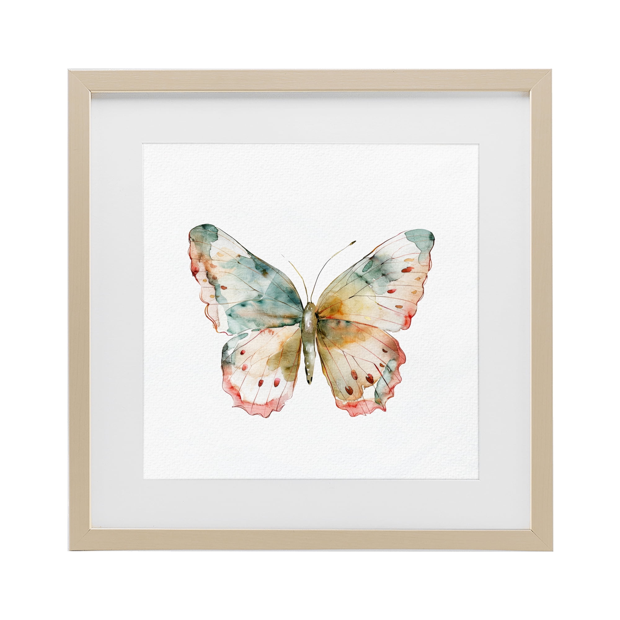 Stupell Industries Muted Watercolor Butterfly Birch Framed Print Under Glass, design by Kim Allen