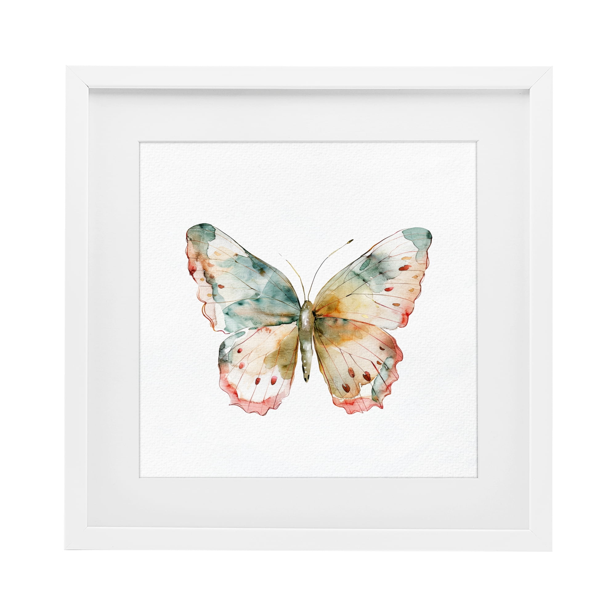 Stupell Industries Muted Watercolor Butterfly White Framed Print Under Glass, design by Kim Allen