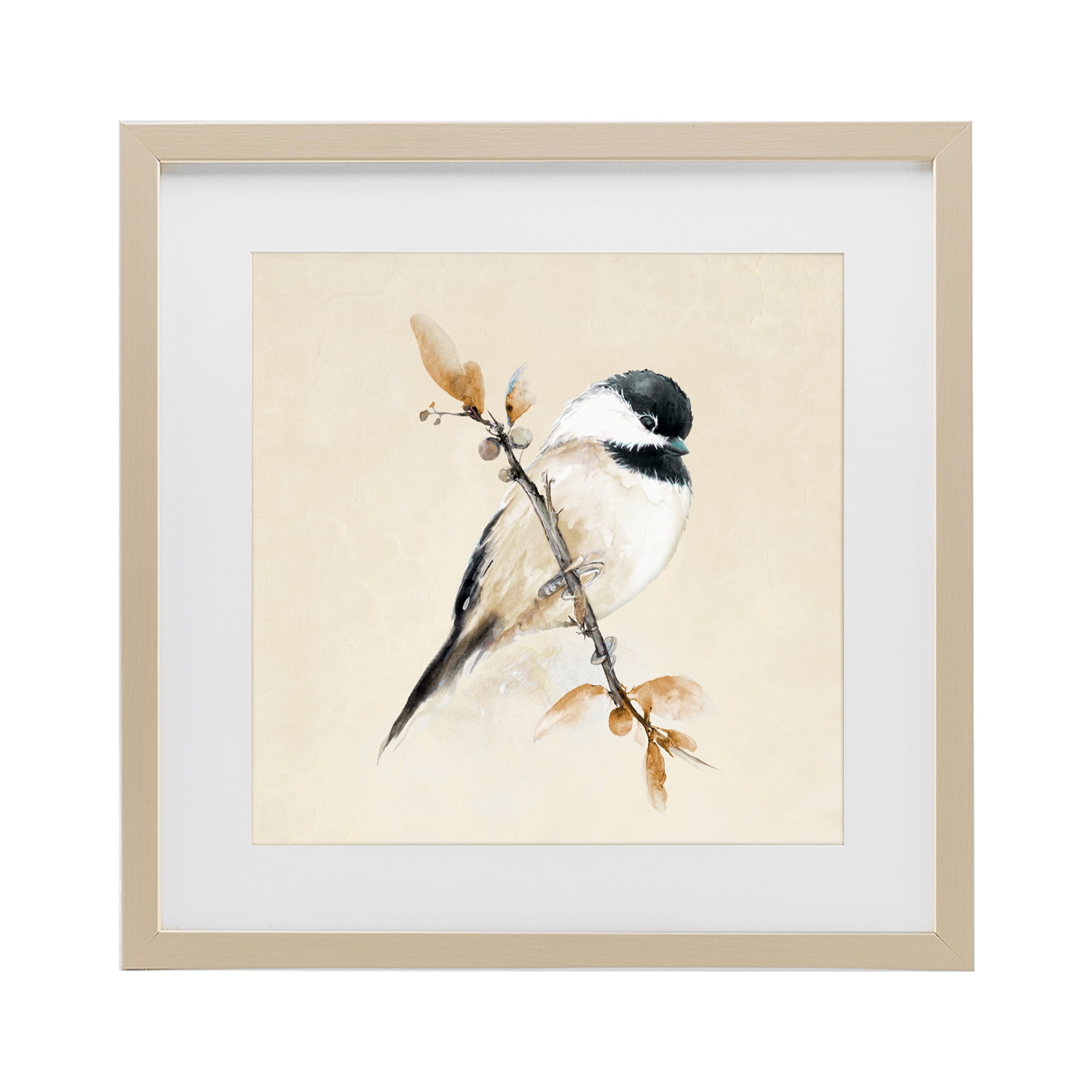 Stupell Industries Muted Watercolor Chickadee Birch Framed Print Under Glass, design by Diannart