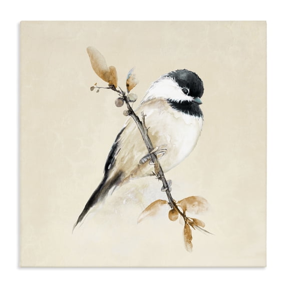 Stupell Industries Farmhouse Muted Watercolor Chickadee Canvas Art, 17 x 17, by Diannart