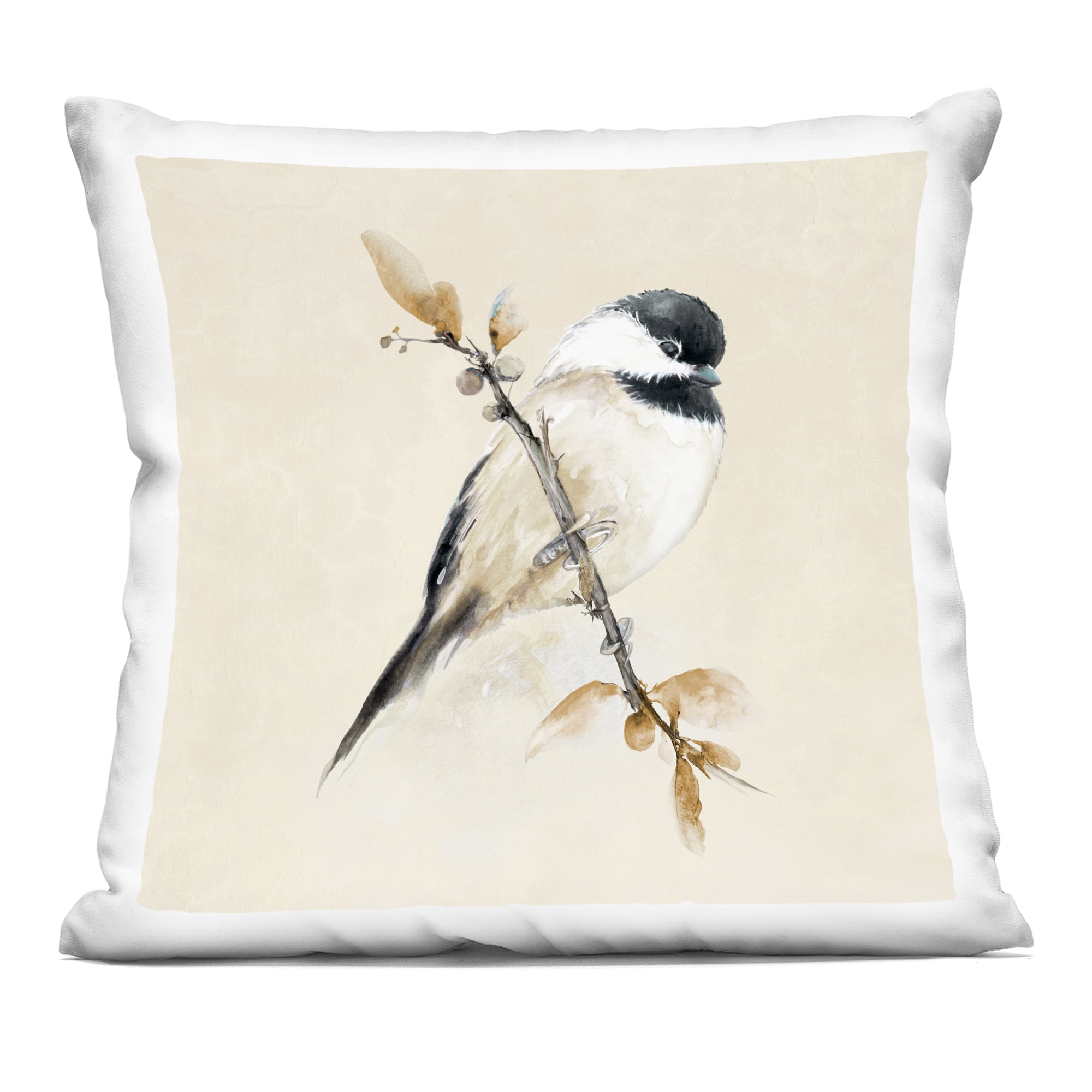 Stupell Industries Muted Watercolor Chickadee Decorative Printed Throw Pillow, design by Diannart