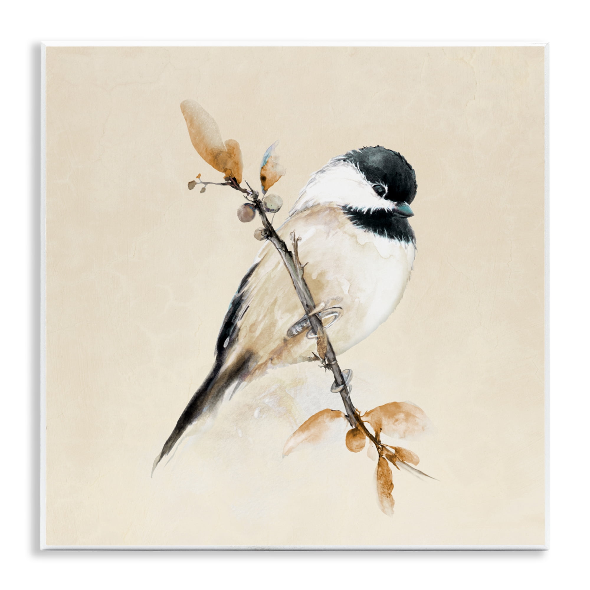 Stupell Industries Muted Watercolor Chickadee Wall Plaque Art, design by Diannart