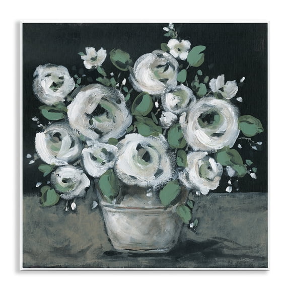 Stupell Industries Muted White Rose Bouquet Plants & Flowers Painting Unframed Art Print Wall Art, 12 x 12