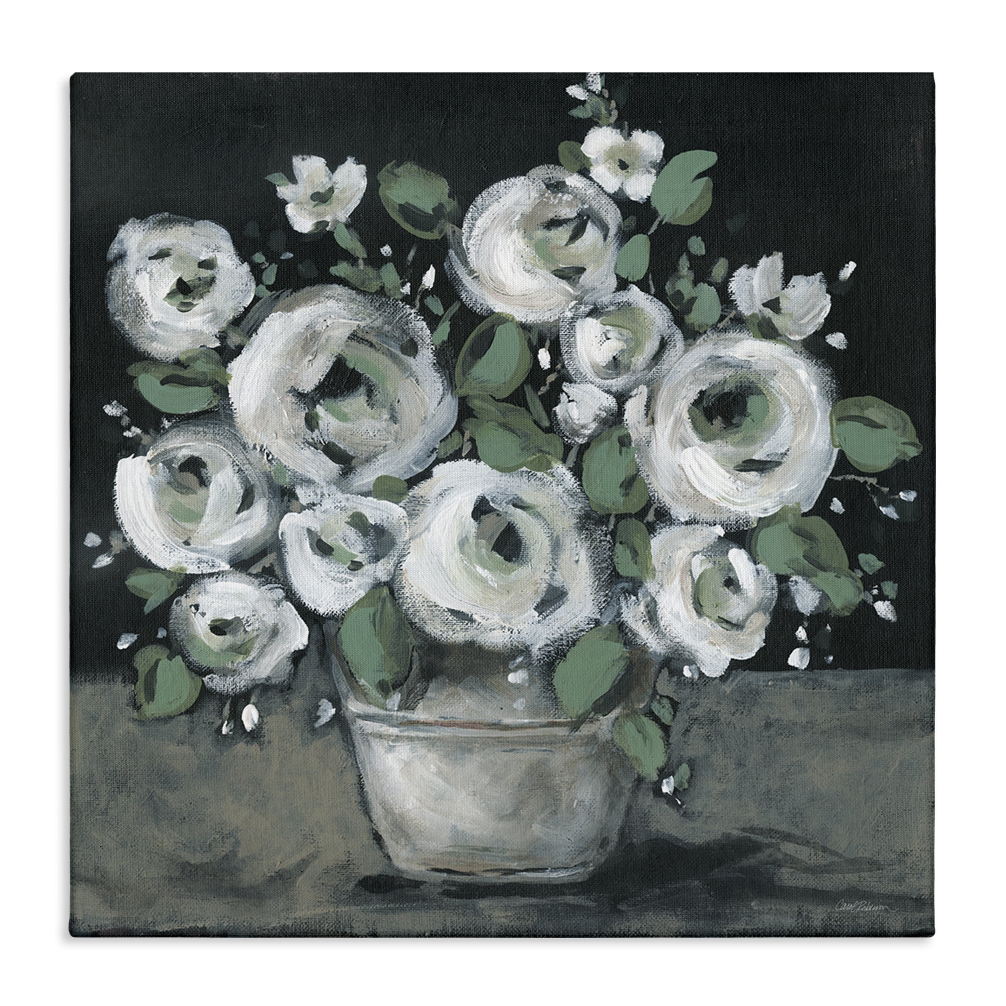 Stupell Industries Muted White Rose Bouquet Plants & Flowers Painting Wrapped Canvas Art Print Wall Art, 24 x 24