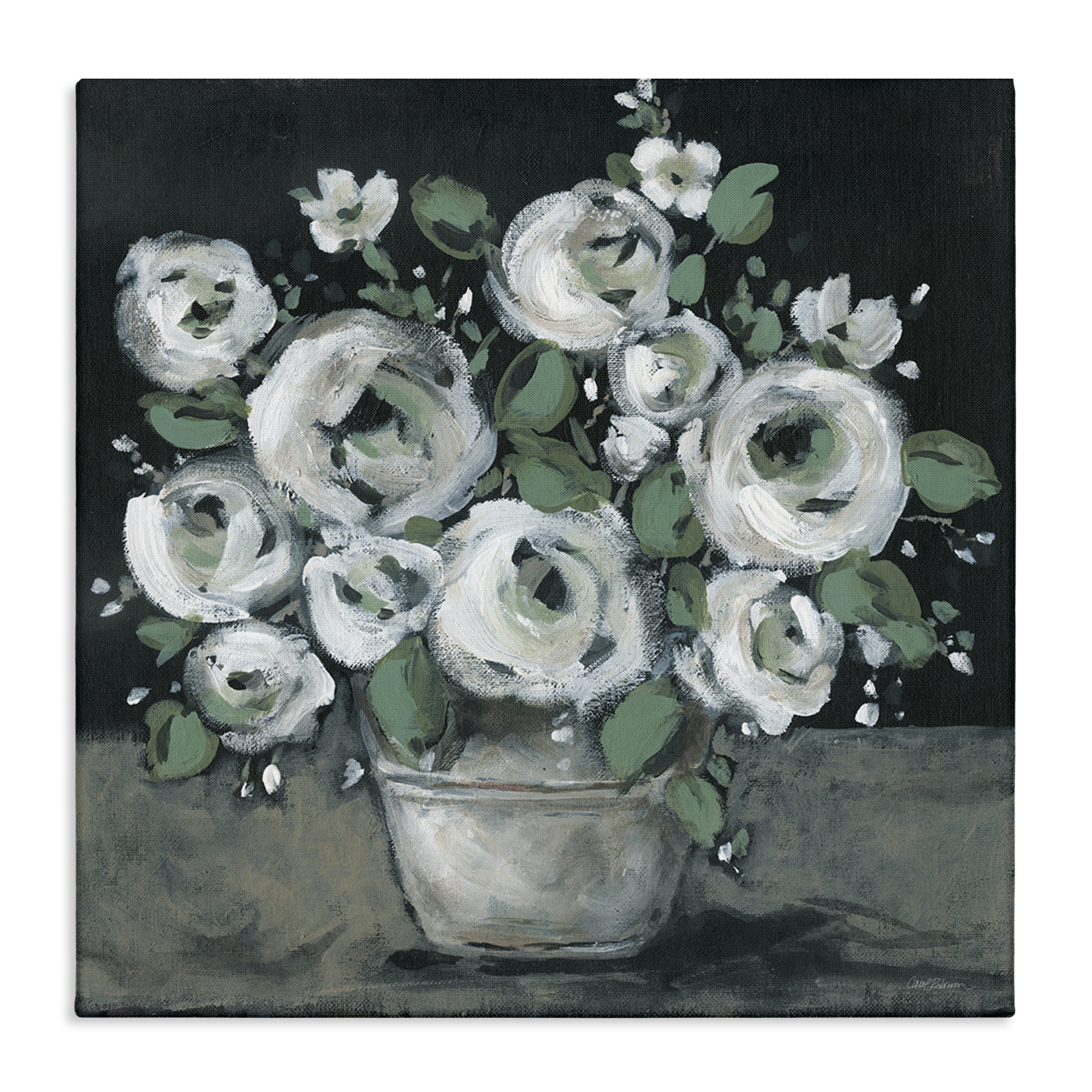 Stupell Industries Muted White Rose Bouquet Plants & Flowers Painting Wrapped Canvas Art Print Wall Art, 36 x 36