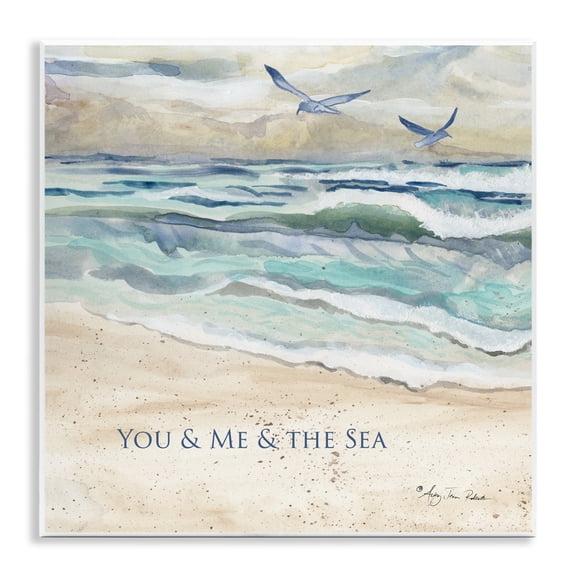 Stupell Industries Muted You Me & The Sea Wall Plaque Art design by Audrey Jeanne Roberts, 12 x 12