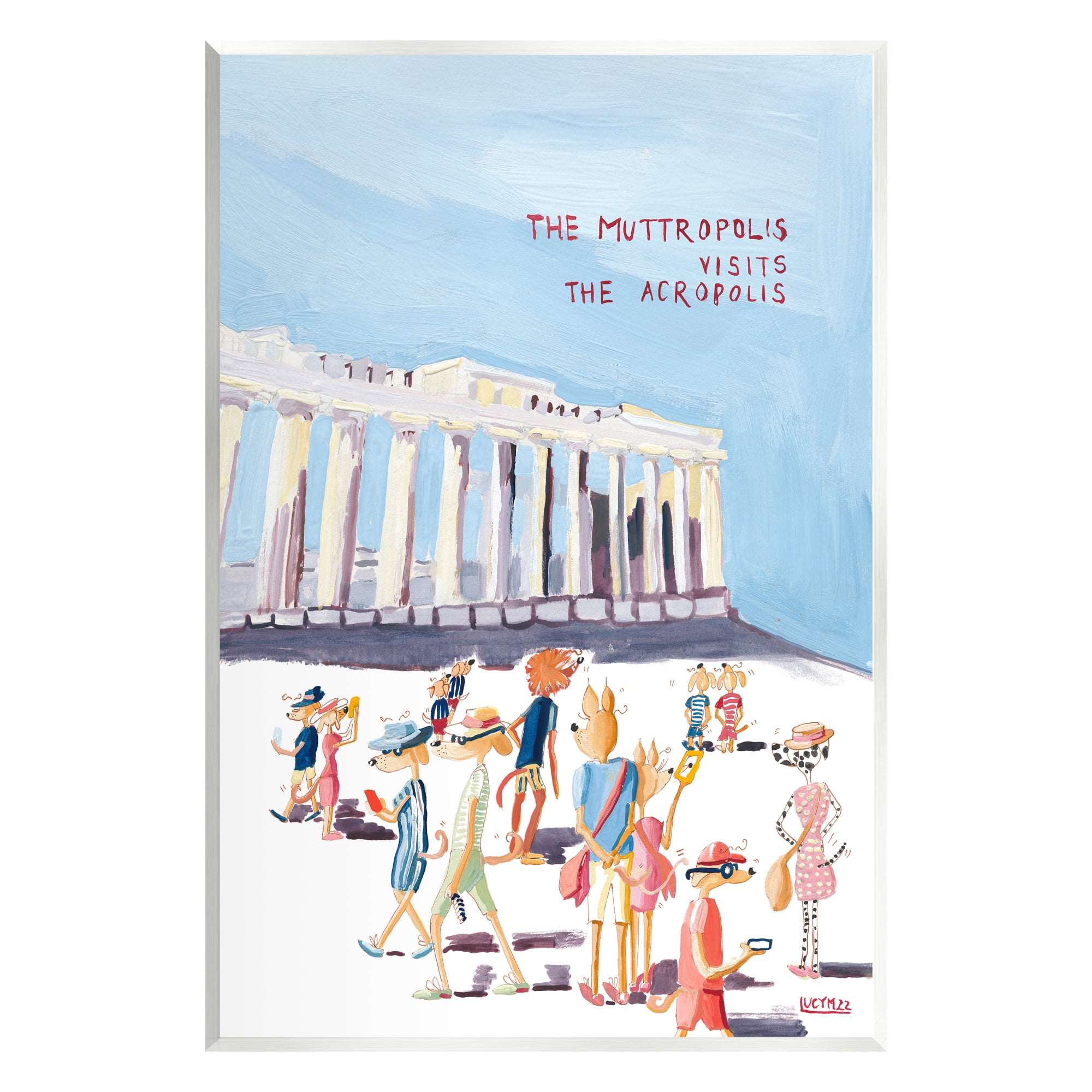Stupell Industries Muttropolis Visits Acropolis Funny Animals & Insects Painting Unframed Art Print Wall Art