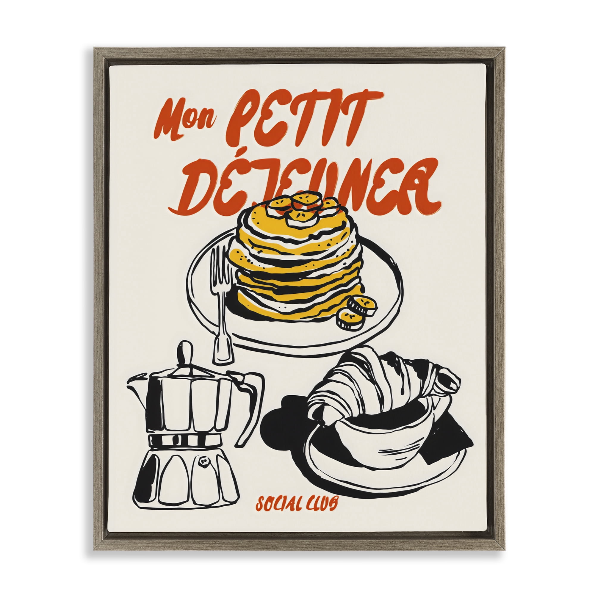 Stupell Industries My Breakfast Pancakes Spread Brown Framed Floater Canvas Wall Art, design by The Prints Vibe